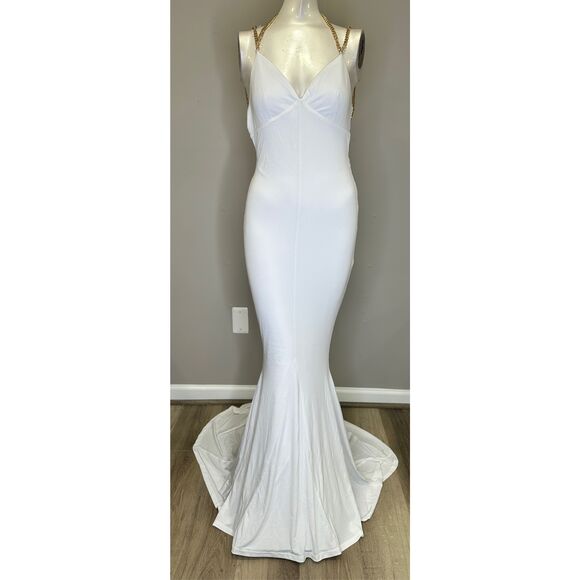 NWT Retrofete Valentina Open Back Floor Length Maxi Dress White XS $595 - Picture 2 of 9
